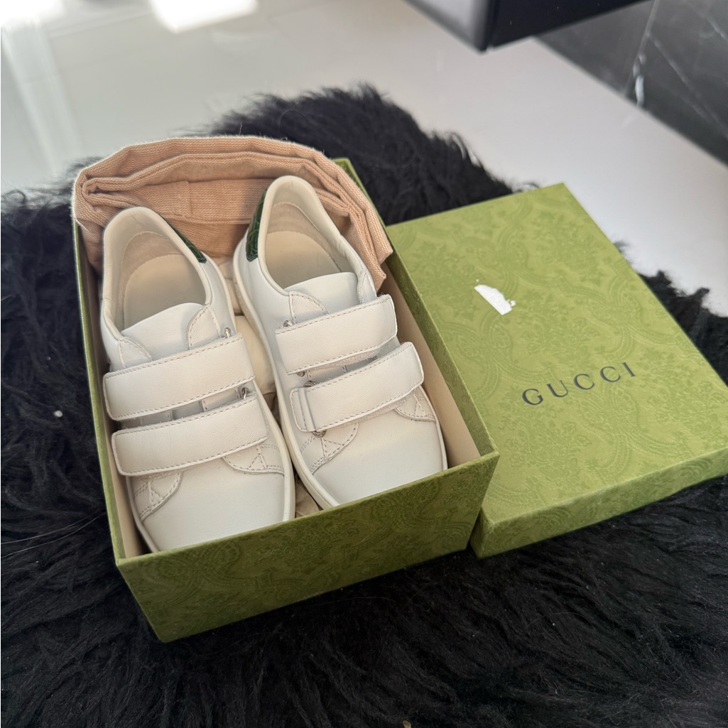 Gucci Kids Cream Sneakers With Velcro Straps
